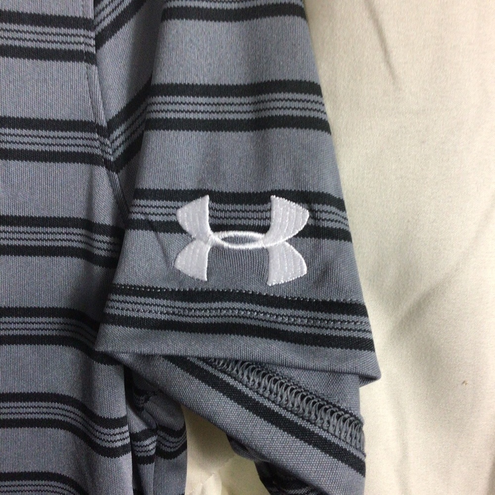 NWT Under Armour Women’s Tech Stripe Polo Gray Small Golf Tennis - Picture 4 of 7